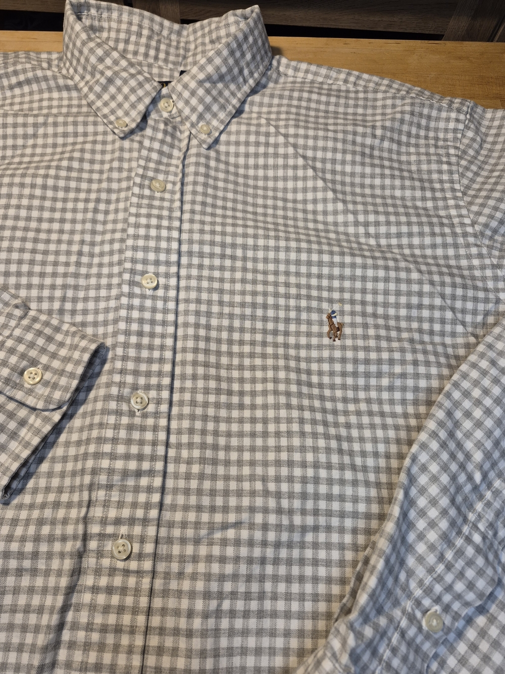 Polo by Ralph Lauren Classic Fit Button-Down Gingham Shirt in Light Gray